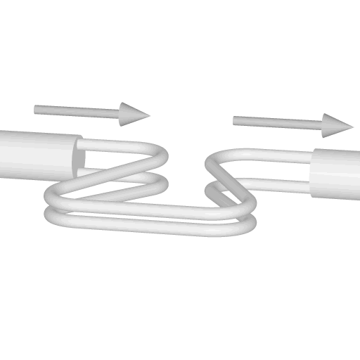 Animation of the vibrating measuring tubes in a Coriolis flowmeter — measuring principle