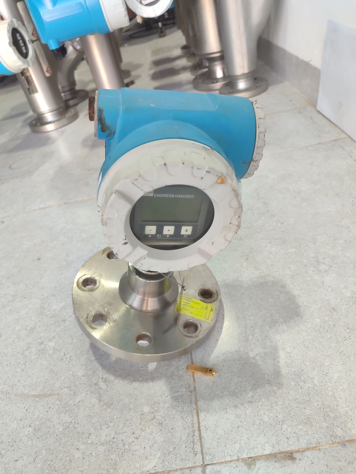 Endress+Hauser Micropilot M FMR245 radar level transmitter — photographed in Barmaan's warehouse