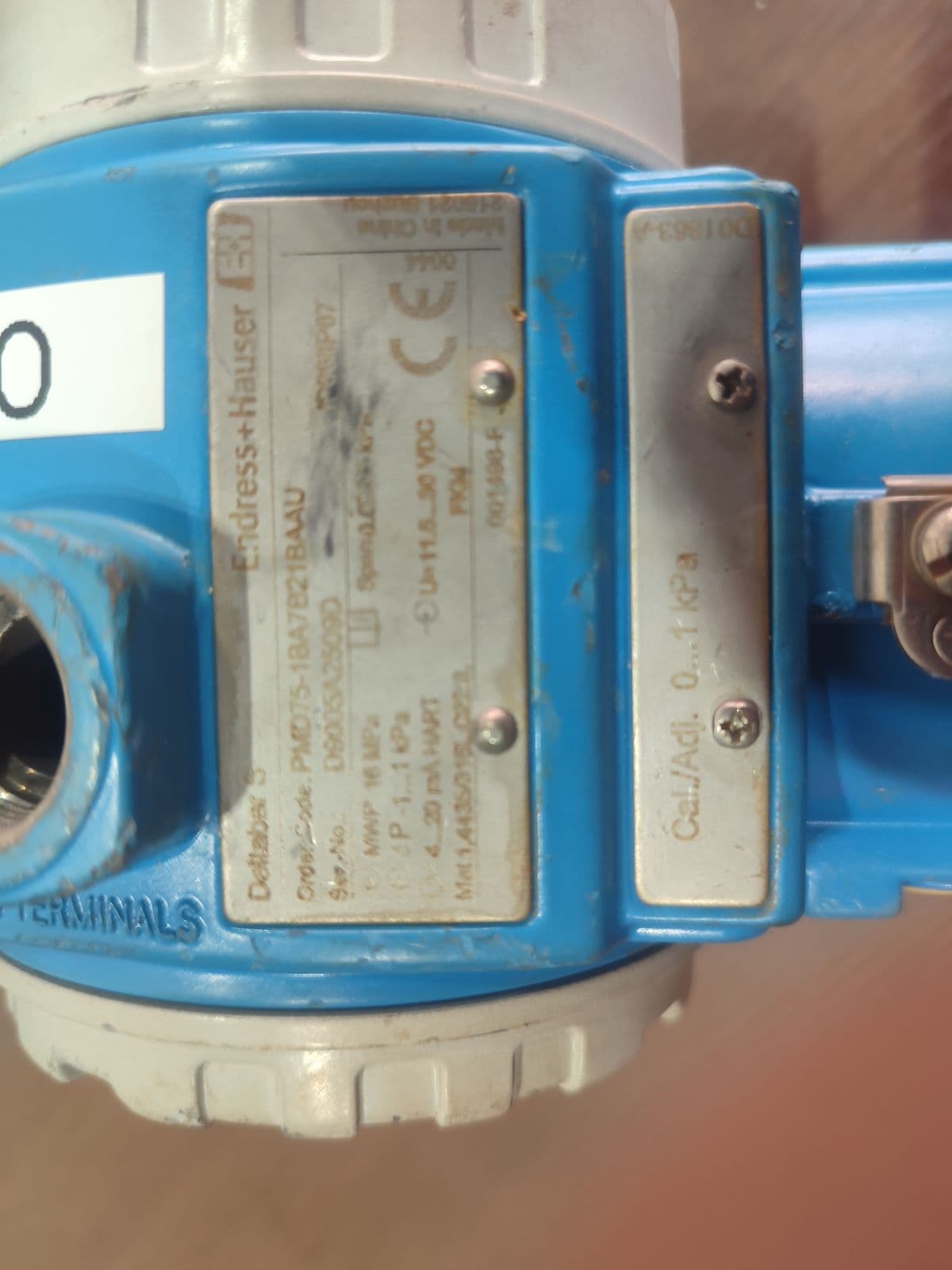 Endress+Hauser Deltabar S PMD75 Differential Pressure Transmitter — 4…20 mA HART — nameplate of unit 7 in Barmaan's warehouse