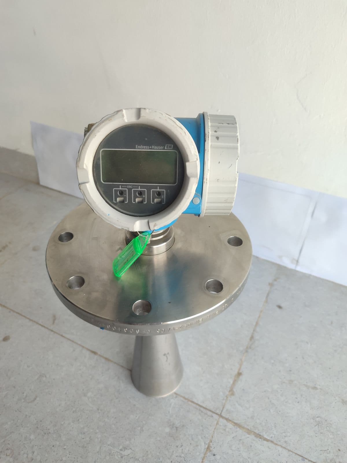 Endress+Hauser Micropilot FMR51 radar level transmitter — photographed in Barmaan's warehouse