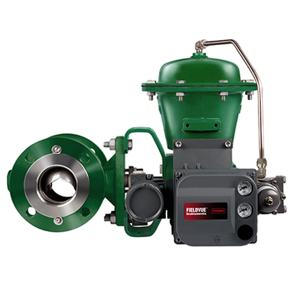 Fisher Vee-Ball control valve with actuator and FIELDVUE positioner